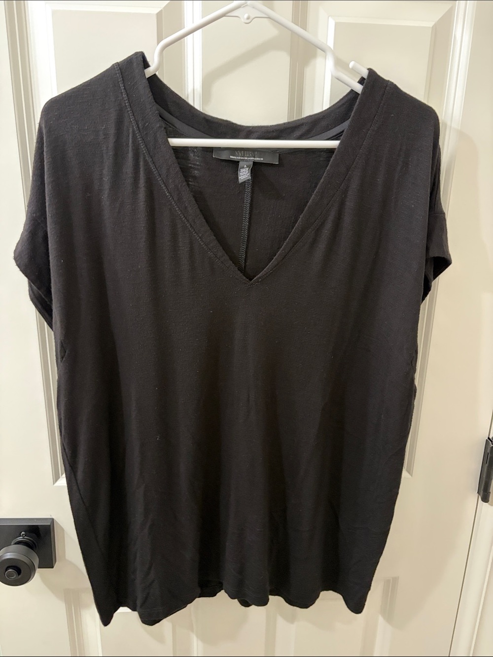 White House Black Market Black V-Neck Short Sleeve Top